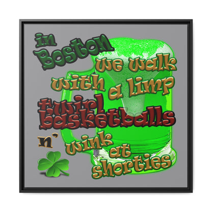 celtics logo - framed canvas art (grey)