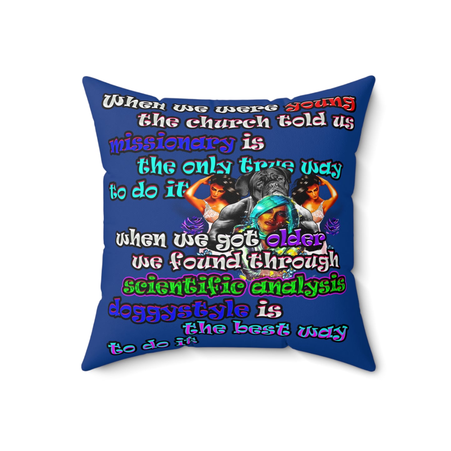 doggystyle - Spun Polyester Square Pillow - (dark blue)