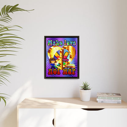 love peace - framed canvas art (purple wave)