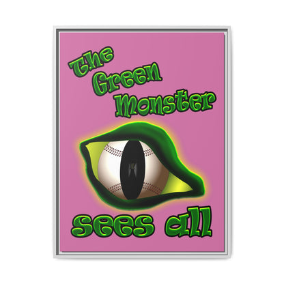 green monster - framed canvas art (light pink)