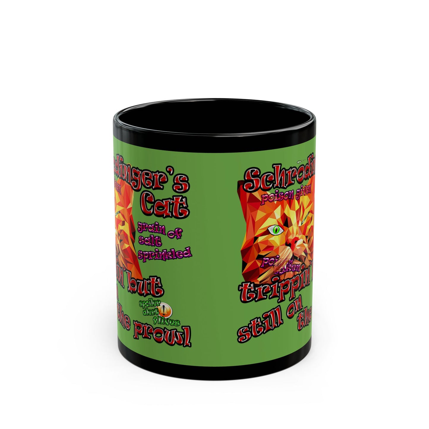 schrodinger's cat - Black Mug (green)