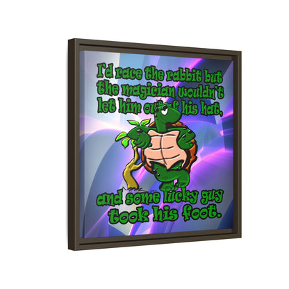 turtle race - framed canvas art (grey-pink wave)