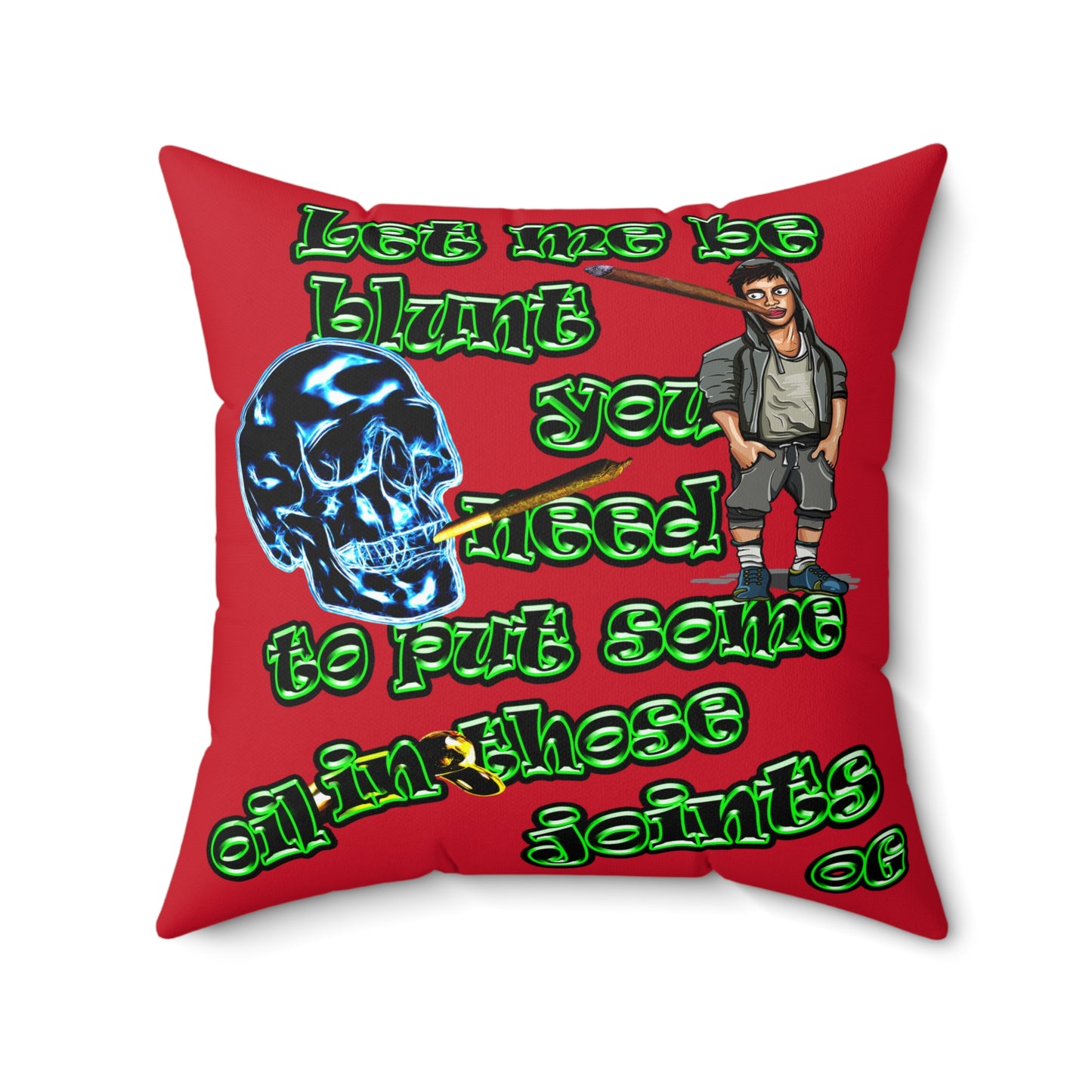 og - Spun Polyester Square Pillow - (dark red)