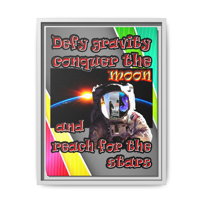 defy conquer reach - framed canvas art (rainbow split)