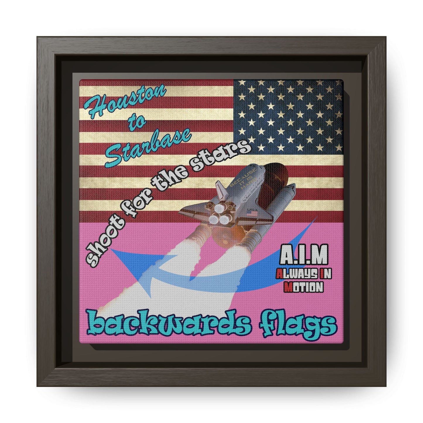 shoot for the stars - framed canvas art (light pink)