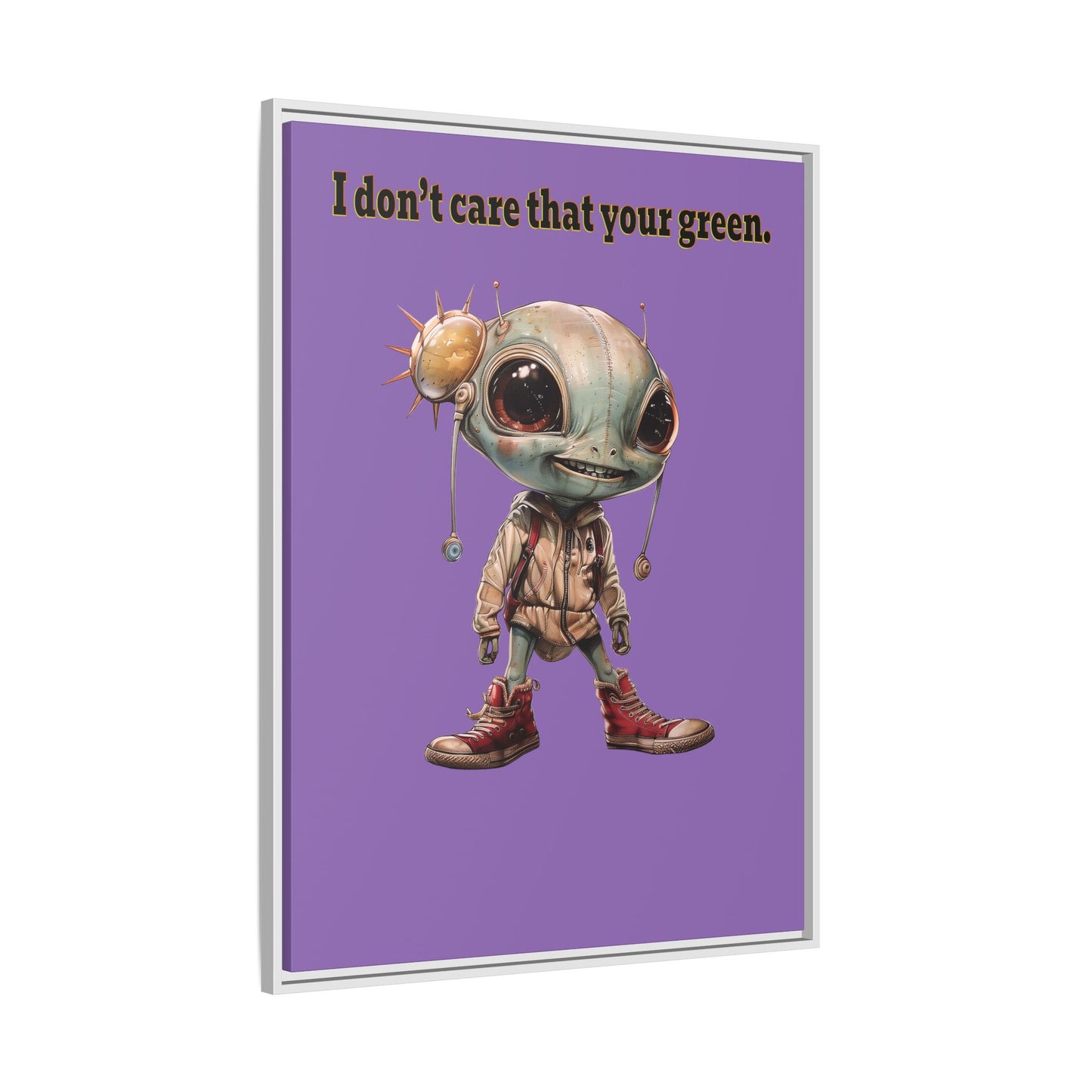 I don't care that your green - framed canvas art (light purple)
