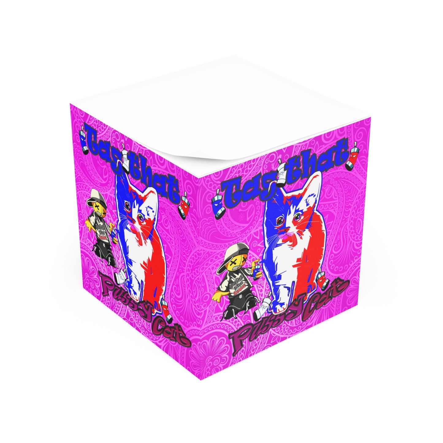 tag that - note cube (pink swirl)