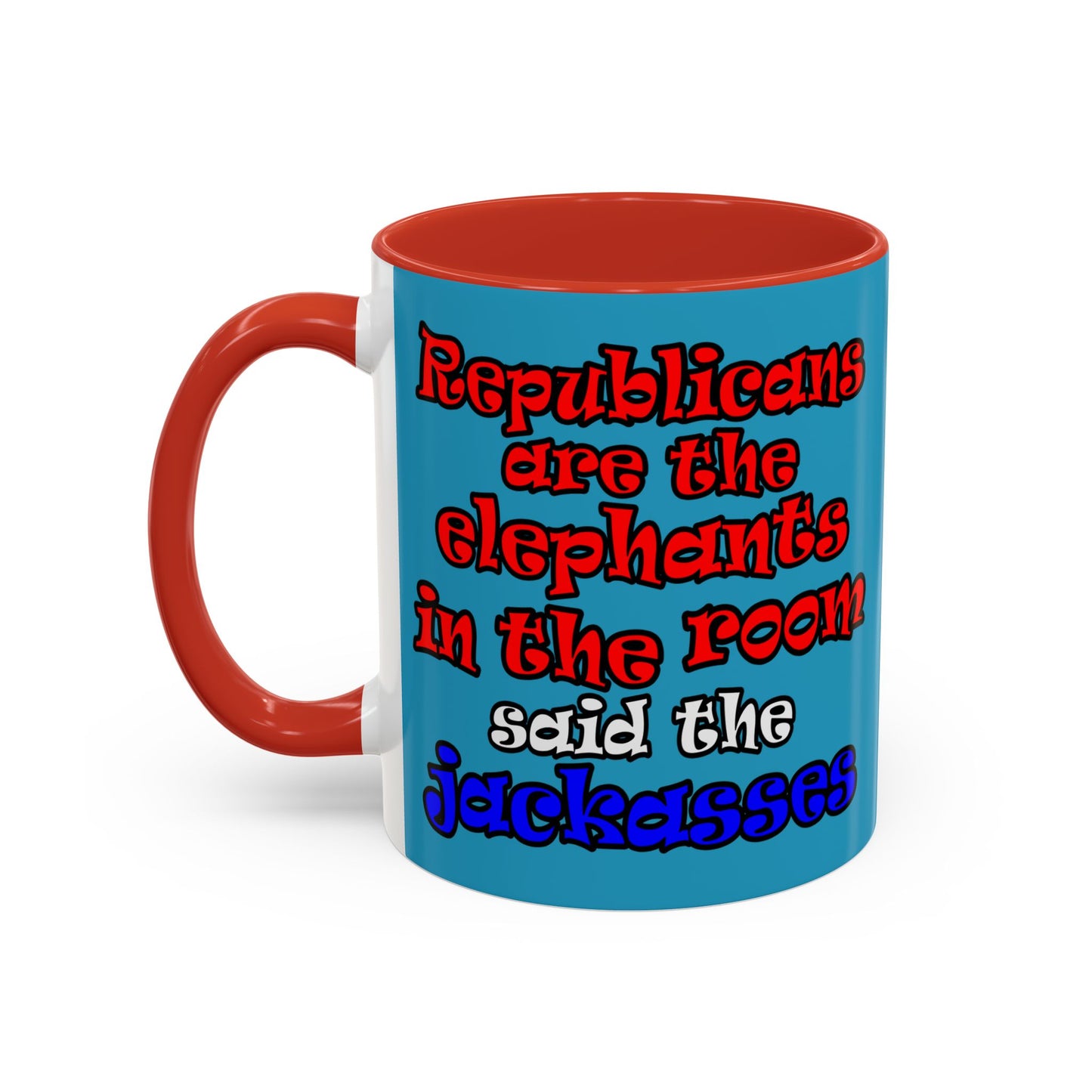 donkeys and elephants - Accent Mug (turquoise)