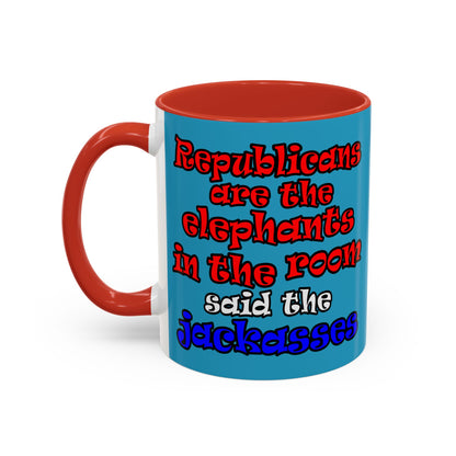 donkeys and elephants - Accent Mug (turquoise)