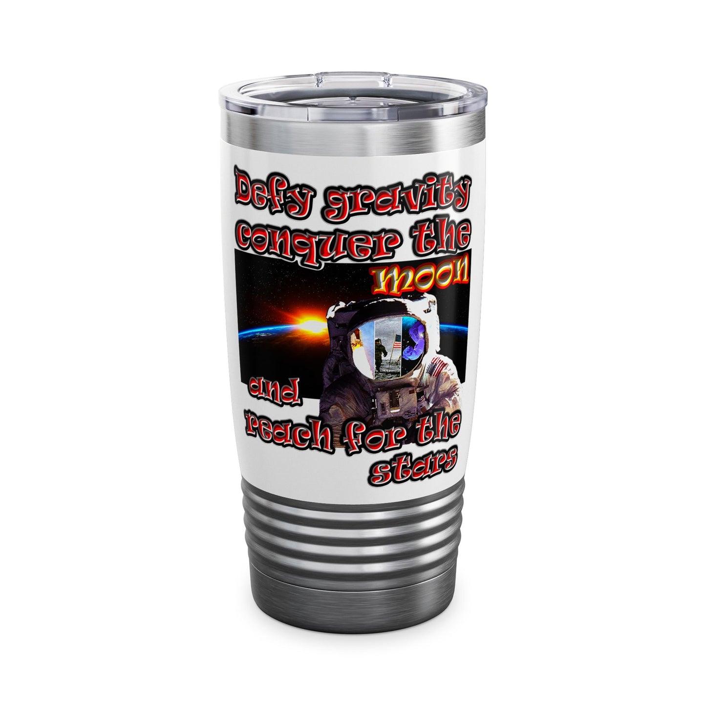 defy conquer reach - Ringneck Tumbler, 20oz (white)