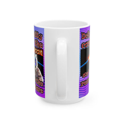 defy conquer reach - White Mug (purple wave)