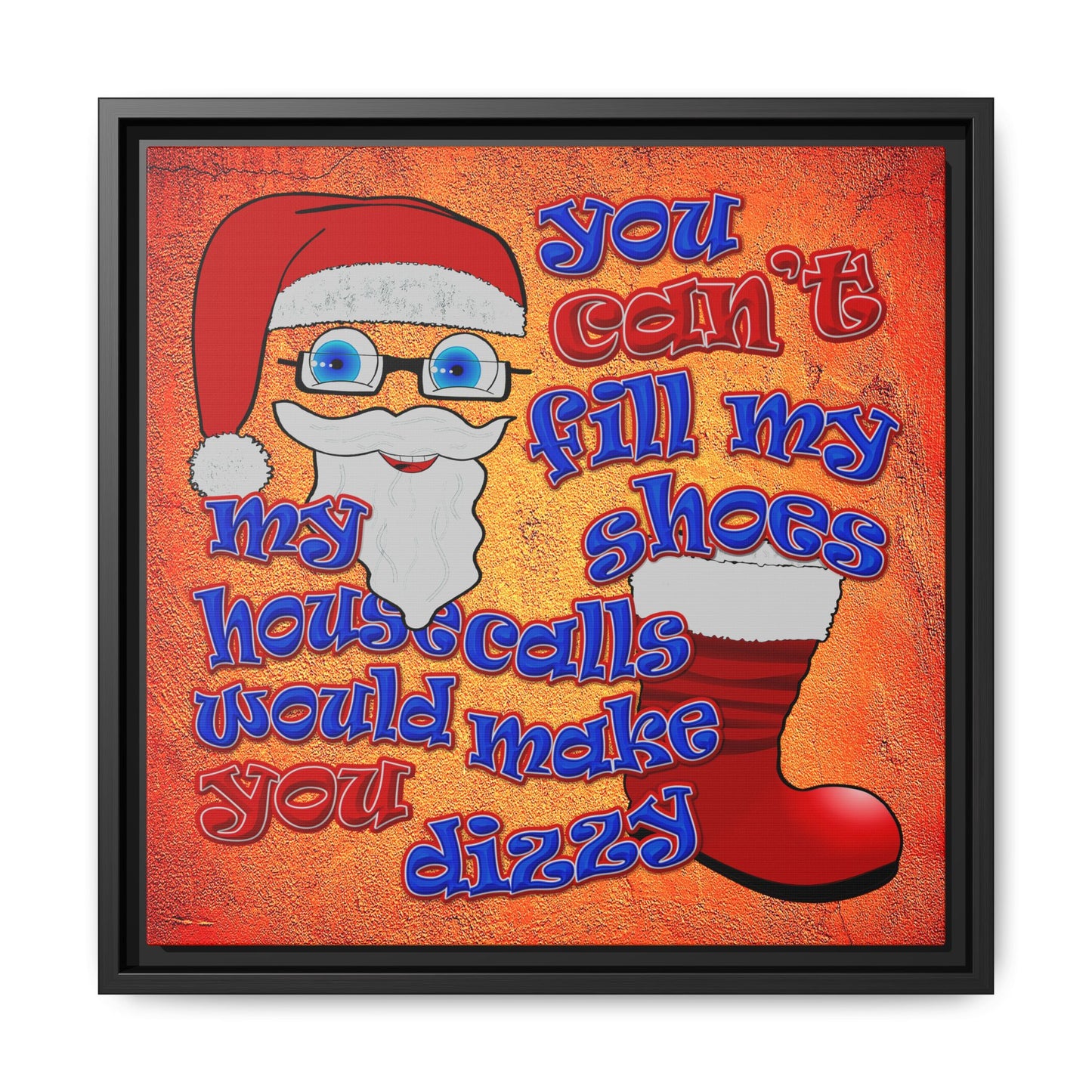 santa's shoes - framed canvas art (burnt orange)