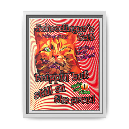 schrodinger's cat - framed canvas art (yellow-orange wave)
