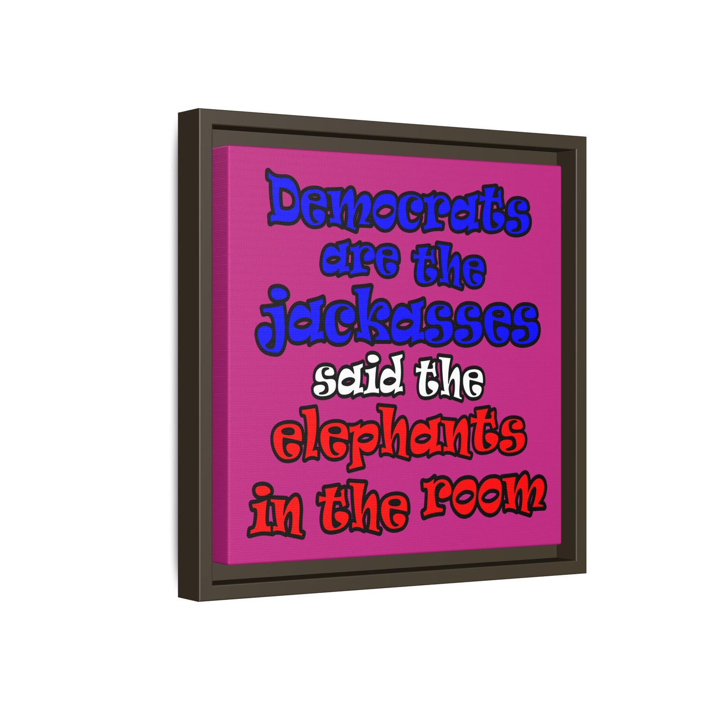 donkeys and elephants - framed canvas art (pink)