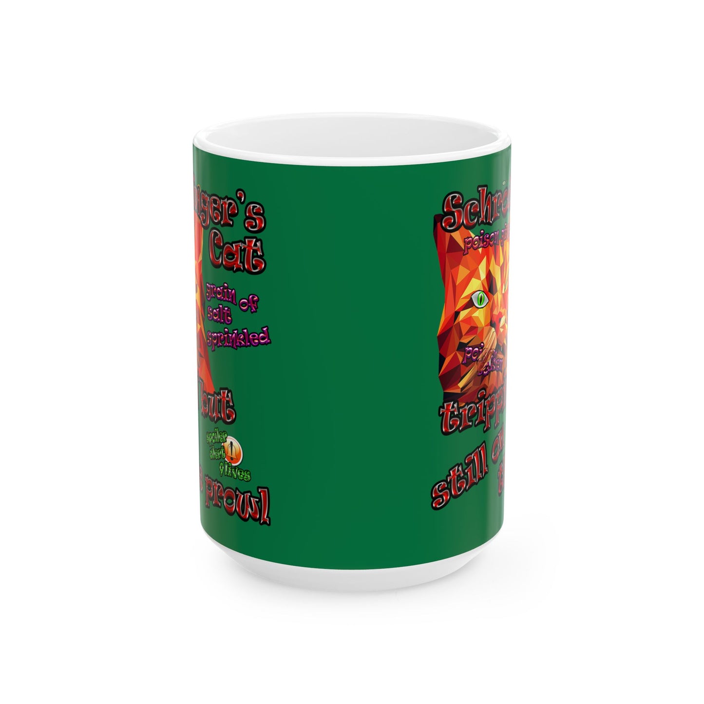 schrodinger's cat - White Mug (dark green)
