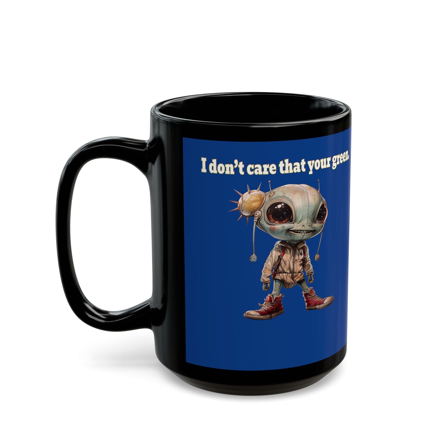 I don't care that your grey - Black Mug (dark blue)