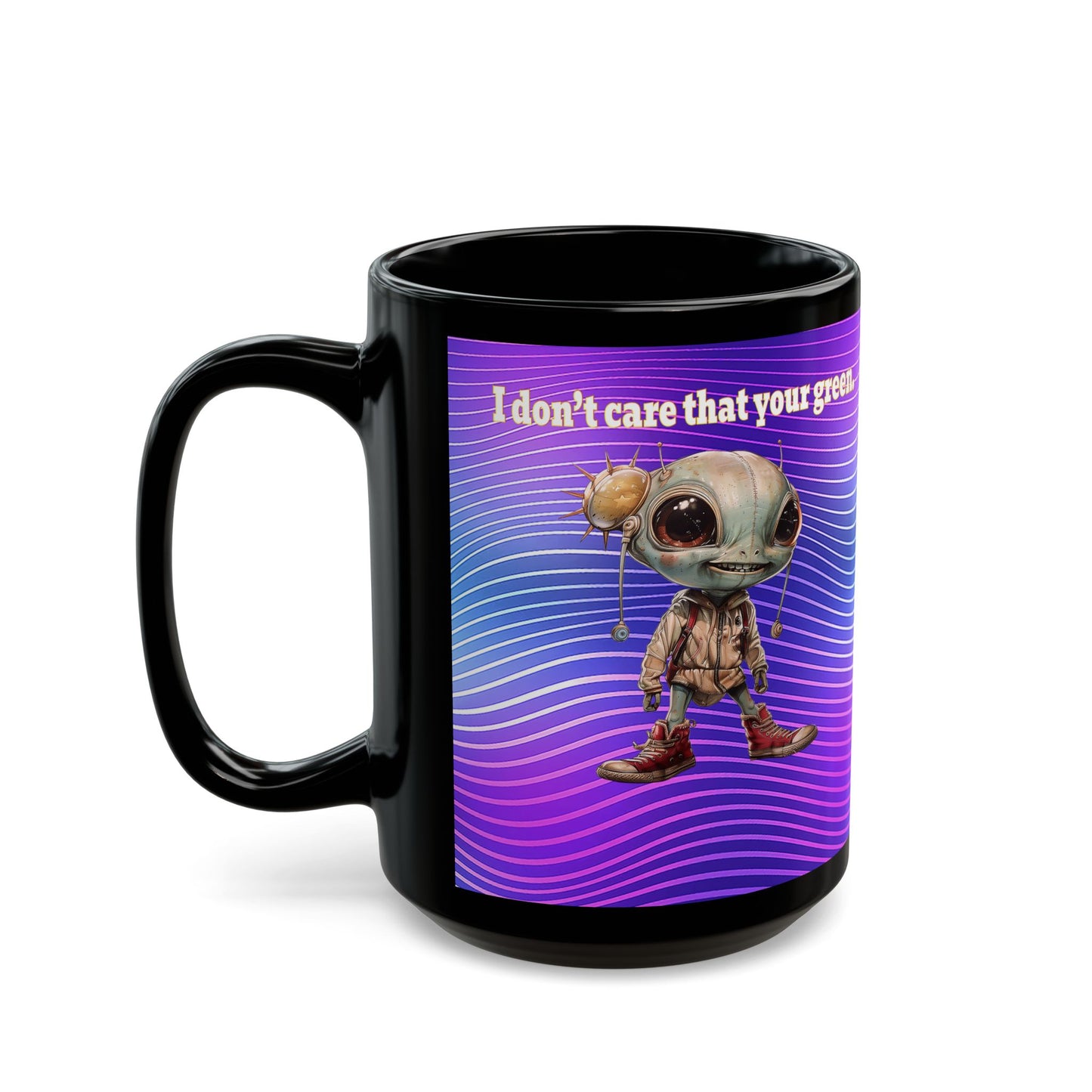 I don't care that your grey - Black Mug (purple wave)