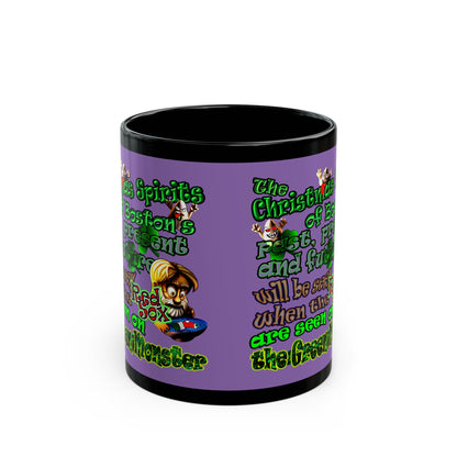 christmas spirits of boston - Black Mug (light purple)