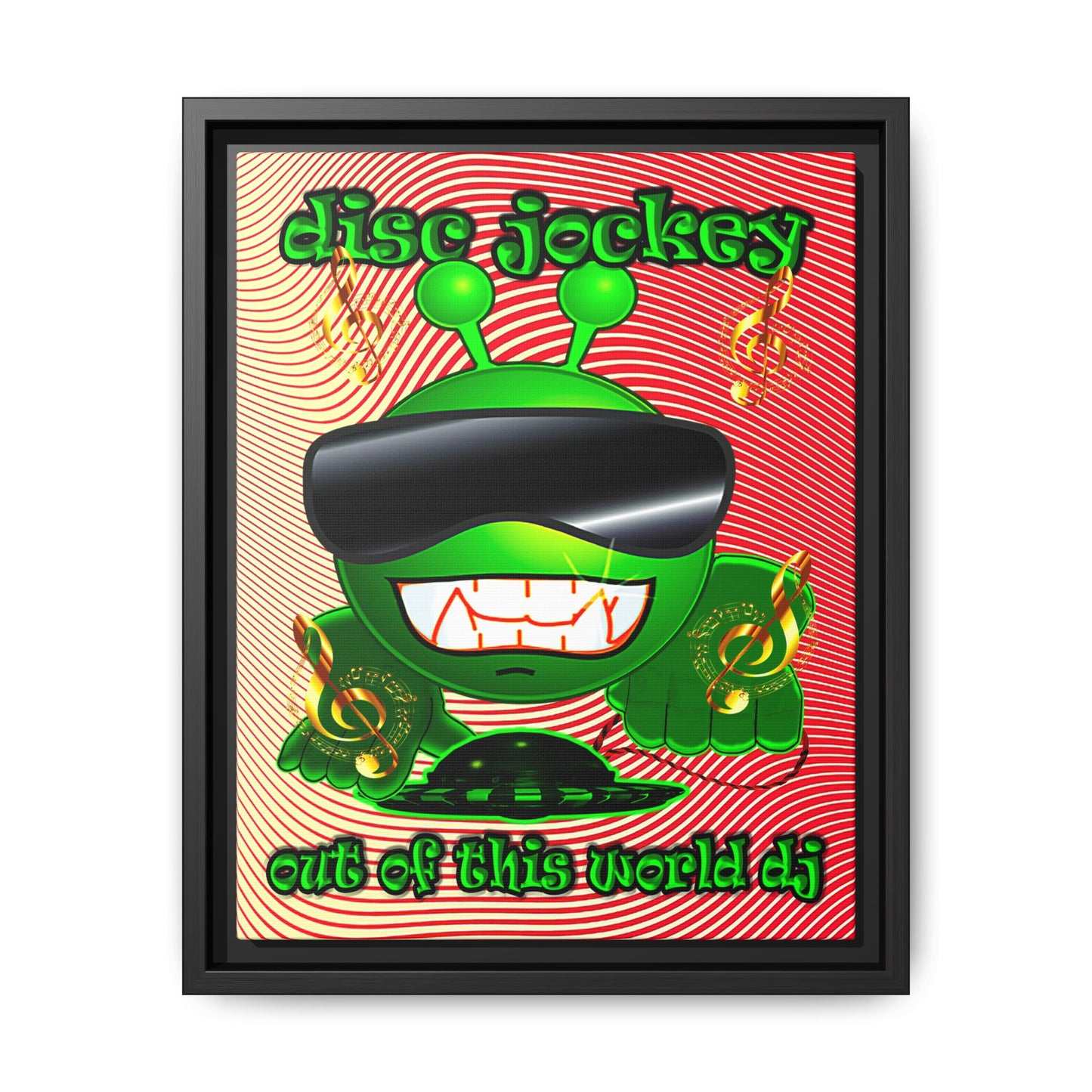 disc jockey - framed canvas art (yellow-orange wave)