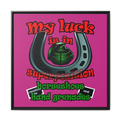 my luck - framed canvas art (pink)