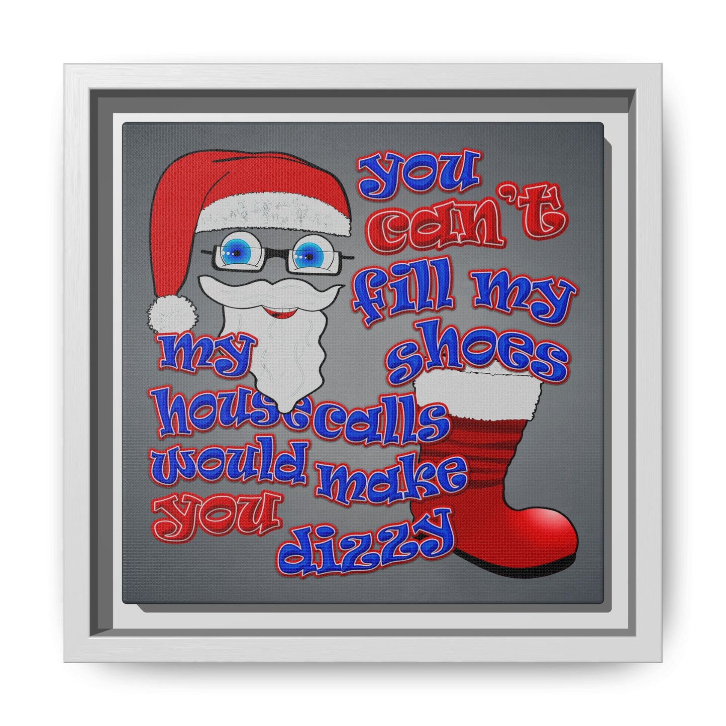 santa's shoes - framed canvas art (grey-light grey)