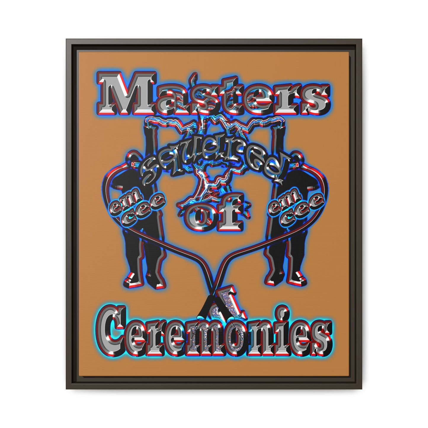em cee squared - framed canvas art (light brown)