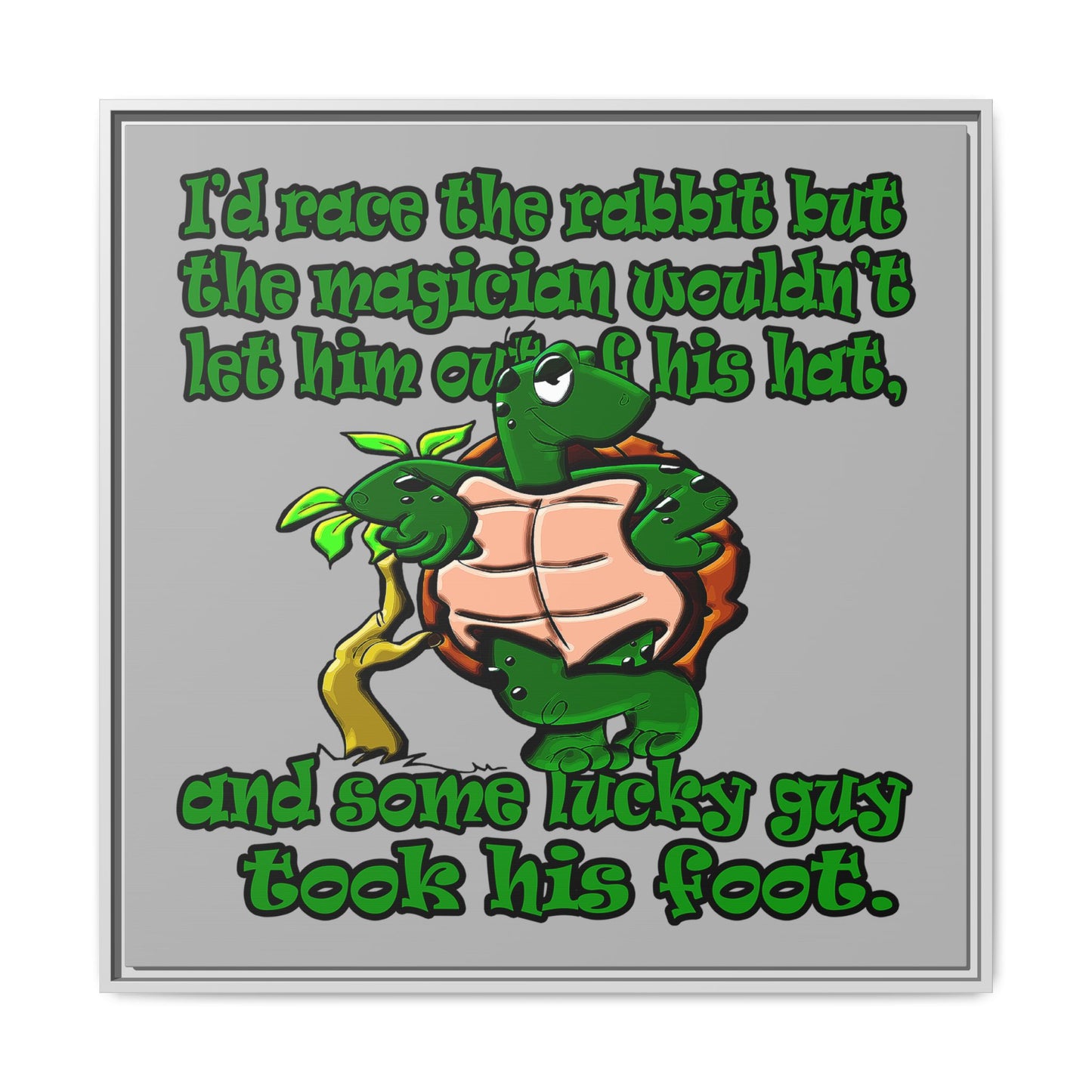 turtle race - framed canvas art (light grey)