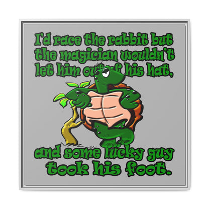 turtle race - framed canvas art (light grey)