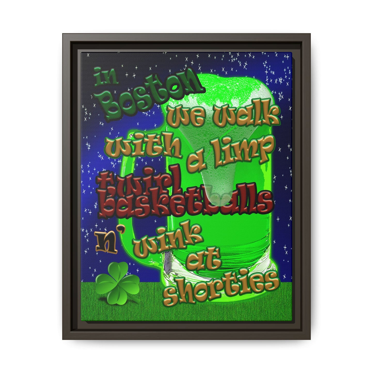celtics logo - framed canvas art ('snoops' background)