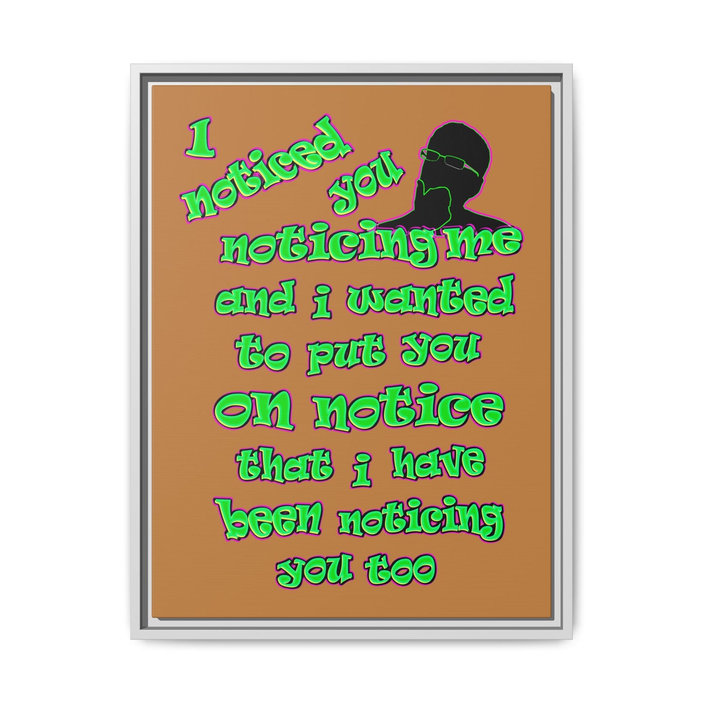 noticed you noticing - framed canvas art (light brown)