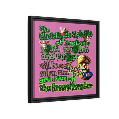 christmas spirits of boston - framed canvas art (light pink)