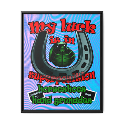 my luck - framed canvas art (light blue-purple wave)