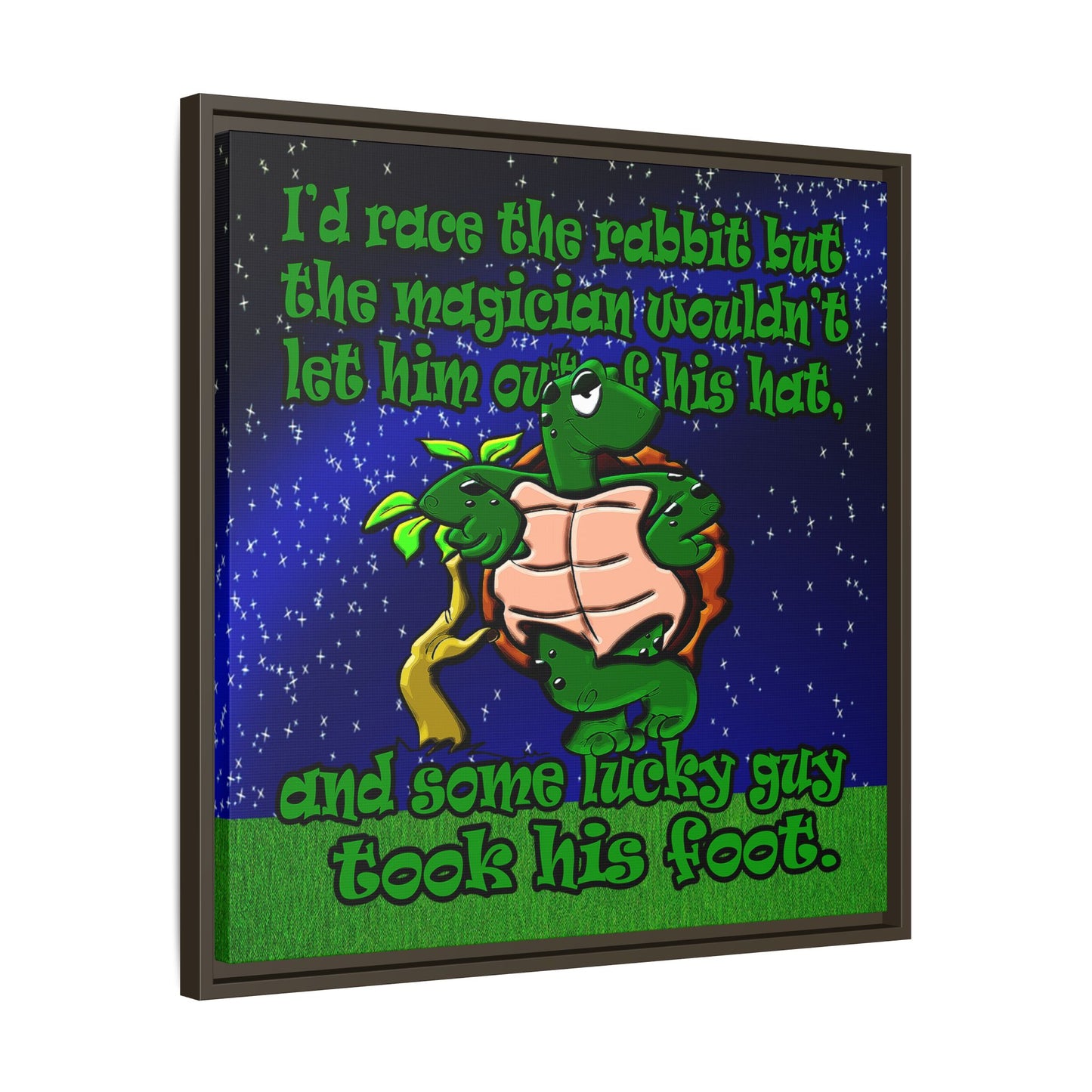 turtle race - framed canvas art ('snoops' background)