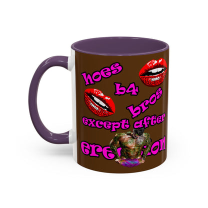 hoes b4 bros - Accent Mug (brown)