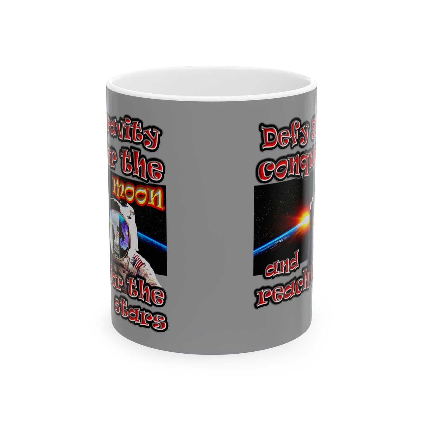 defy conquer reach - White Mug (grey)