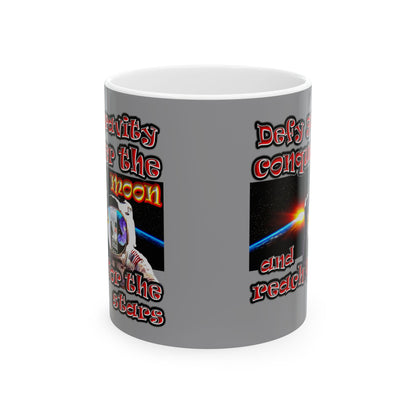defy conquer reach - White Mug (grey)