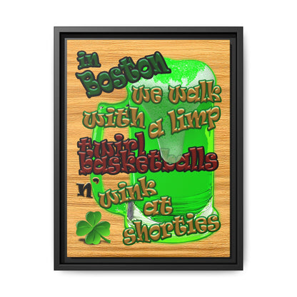celtics logo - framed canvas art (butterscotch wood finish)