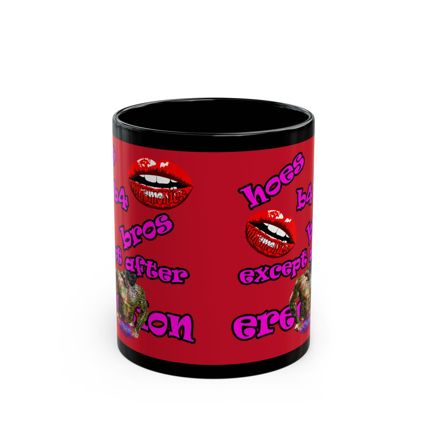 hoes b4 bros - Black Mug (dark red)