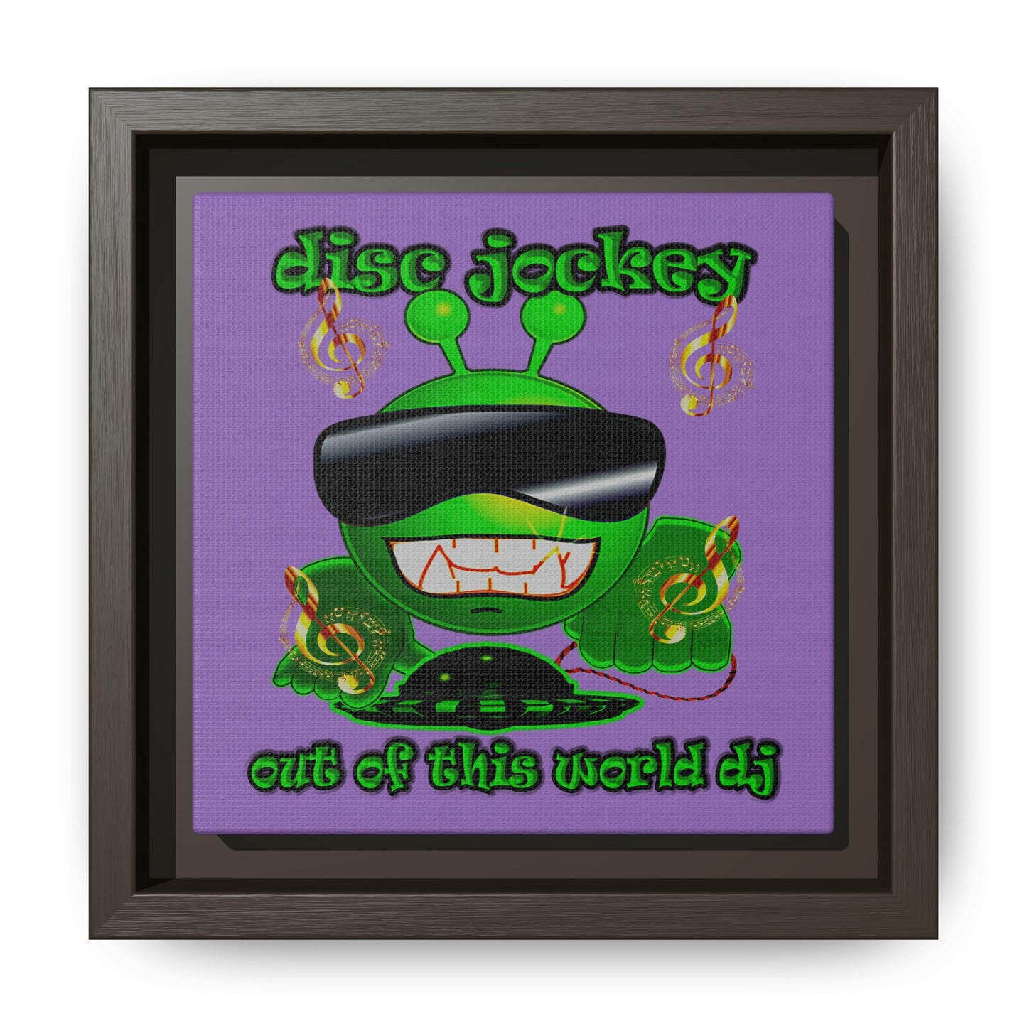 disc jockey - framed canvas art (light purple)