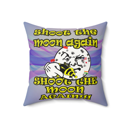 shoot the moon again - Faux Suede Square Pillow - (light blue-pink wave)