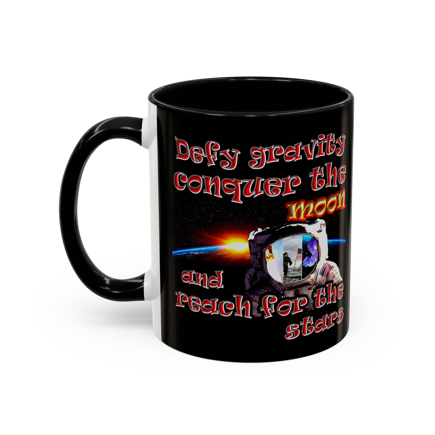 defy conquer reach - Accent Mug (black)
