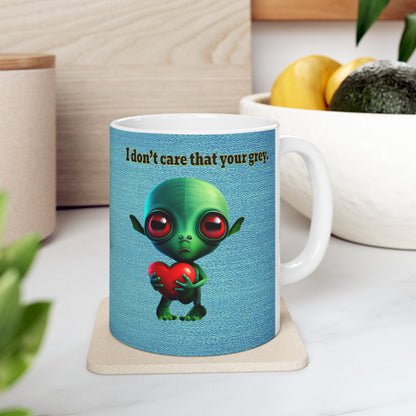 I don't care that your grey - White Mug (faded blue)