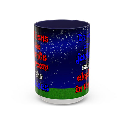 donkeys and elephants - Accent Mug ('snoops' background)