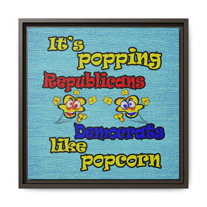 popping like popcorn - framed canvas art (faded dark blue)