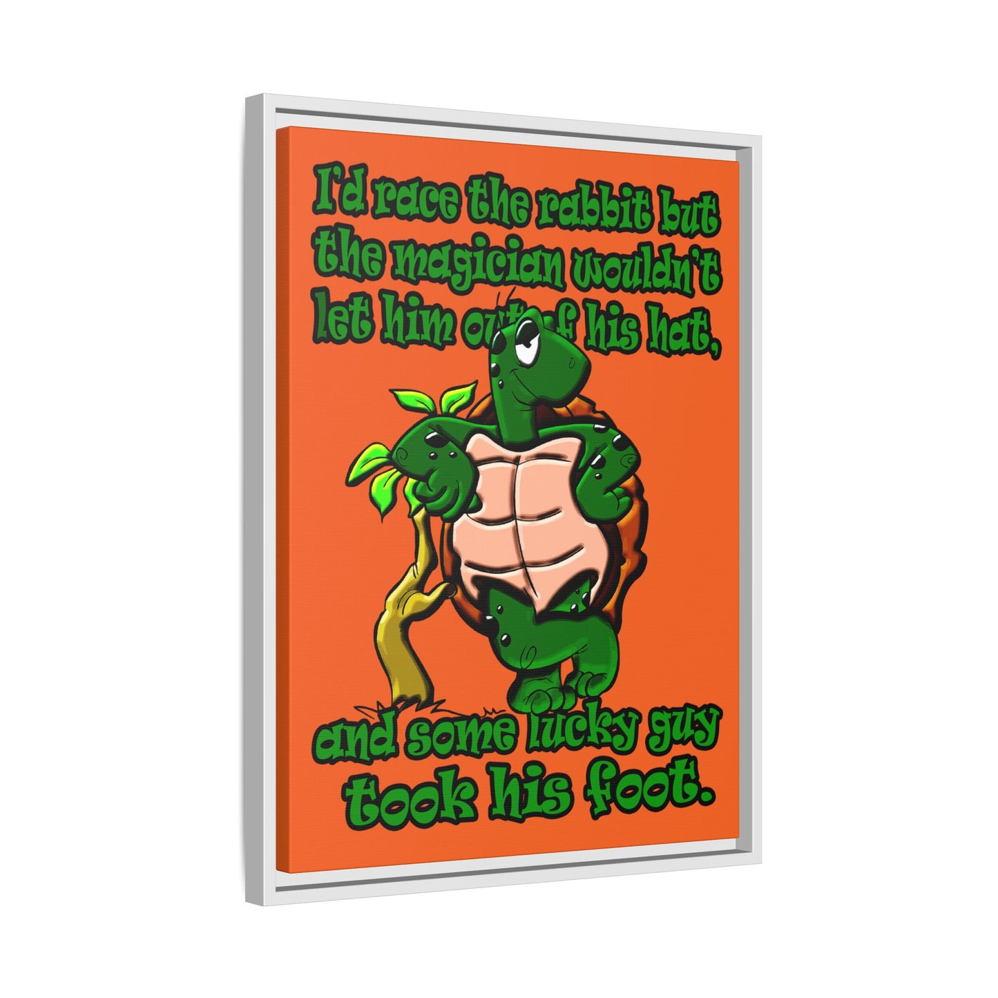 turtle race - framed canvas art (orange)