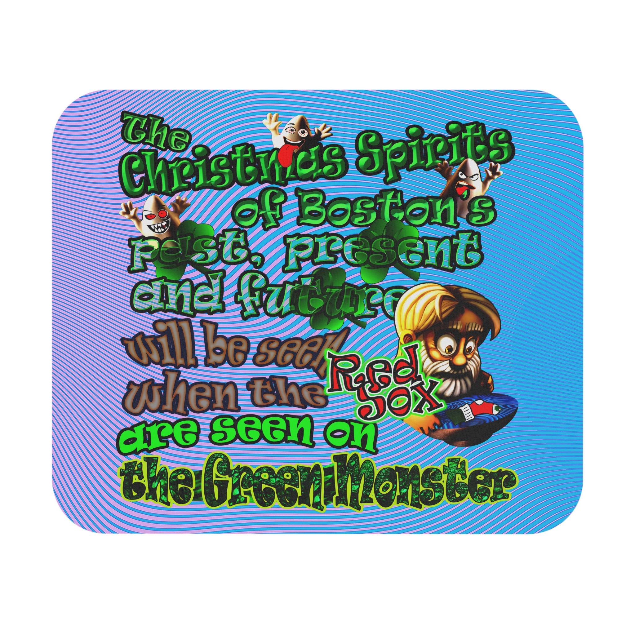 christmas spirits of boston - Mouse Pad (Rectangle) (light blue-purple wave)
