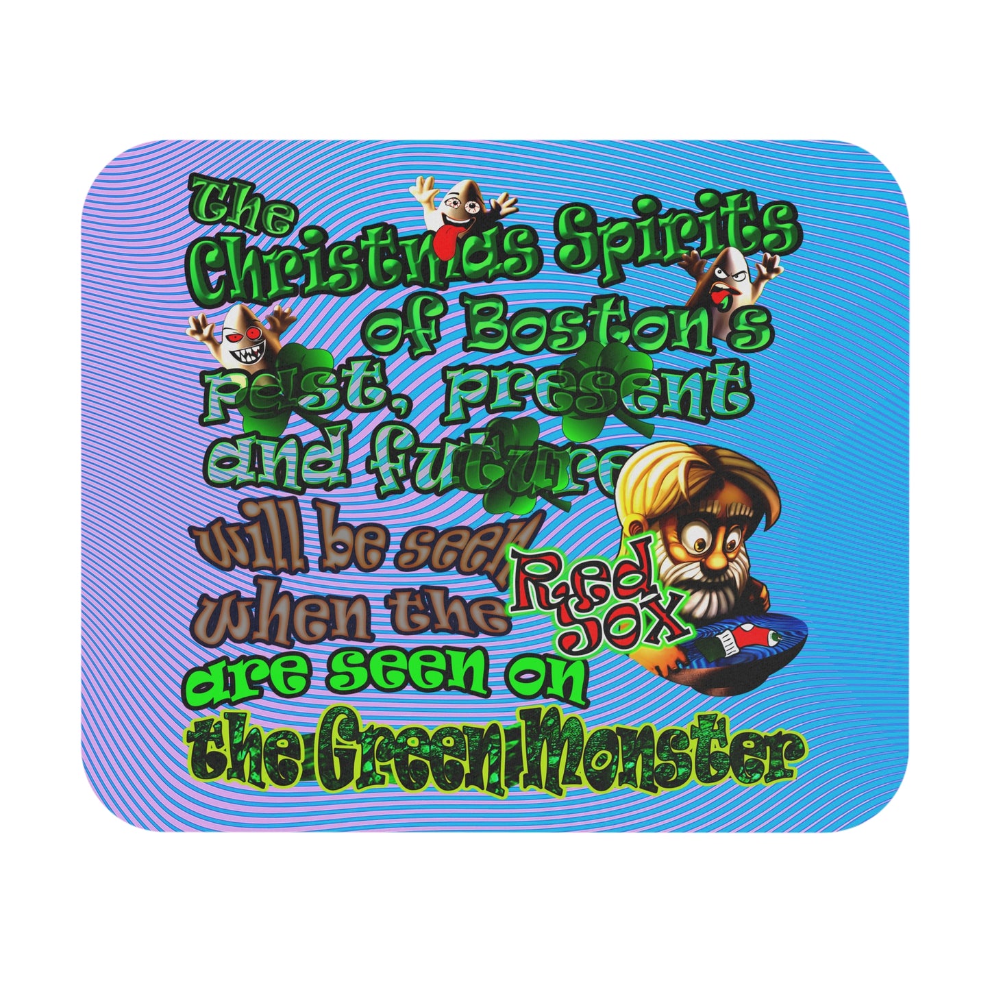 christmas spirits of boston - Mouse Pad (Rectangle) (light blue-purple wave)