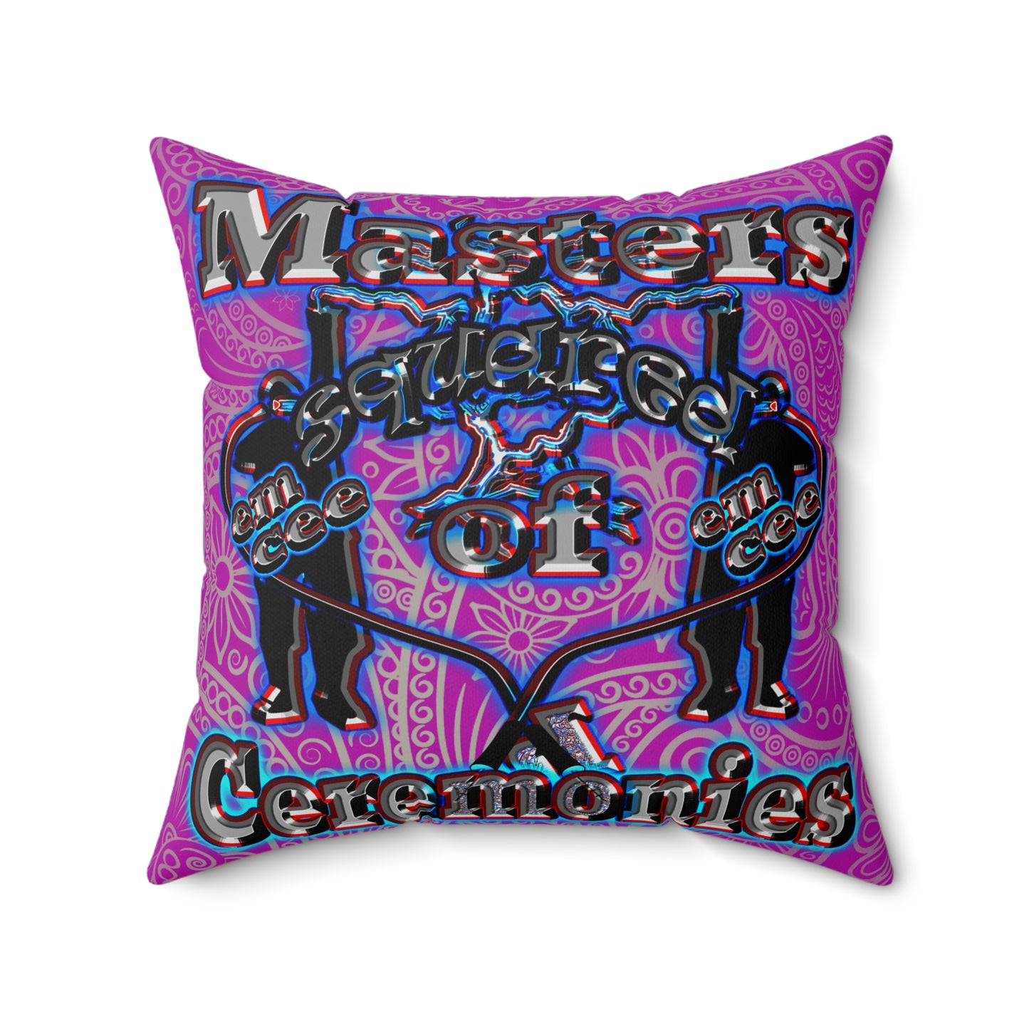 em cee squared - Spun Polyester Square Pillow - (pink swirl)