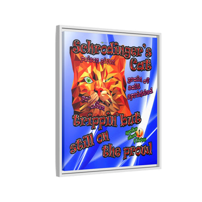 schrodinger's cat - framed canvas art (blue-white wave)