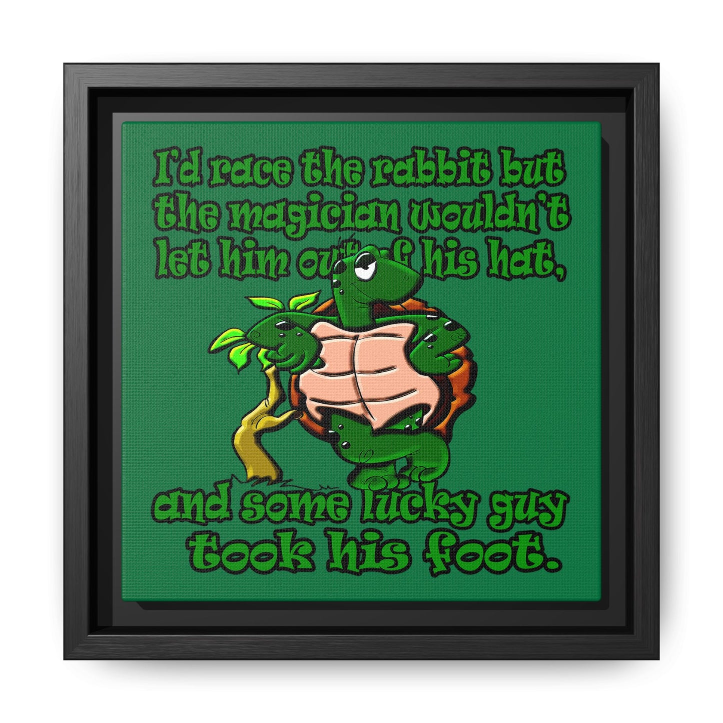 turtle race - framed canvas art (dark green)